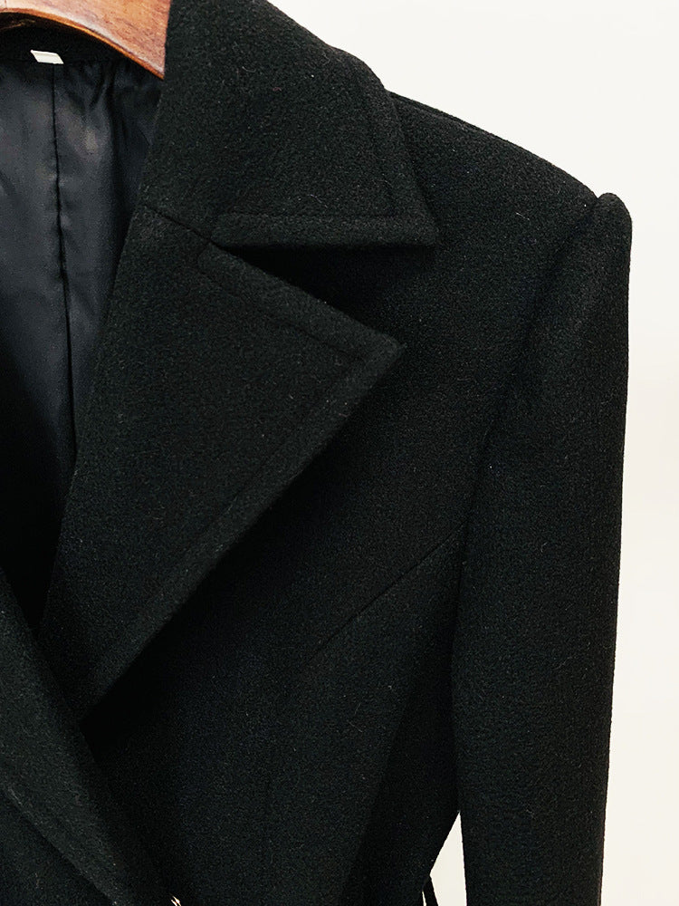 Long Sleeve Midi Coat Black
