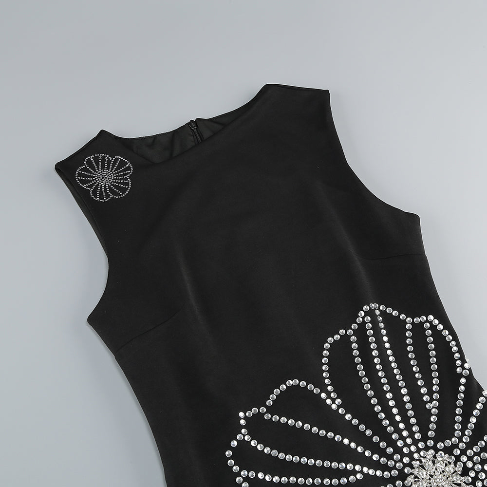 Crystal Floral Maxi Dress Black