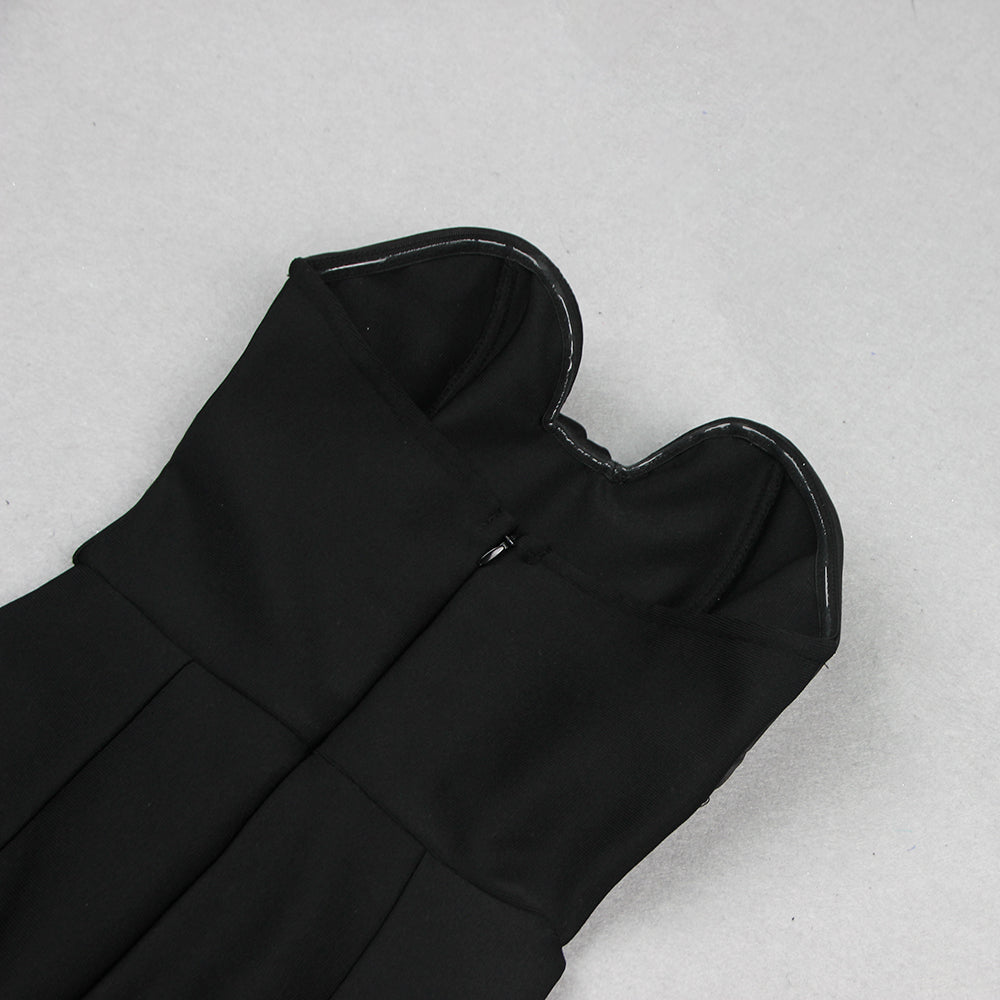 Strapless Ruffle Detail Jumpsuit Black HV9876