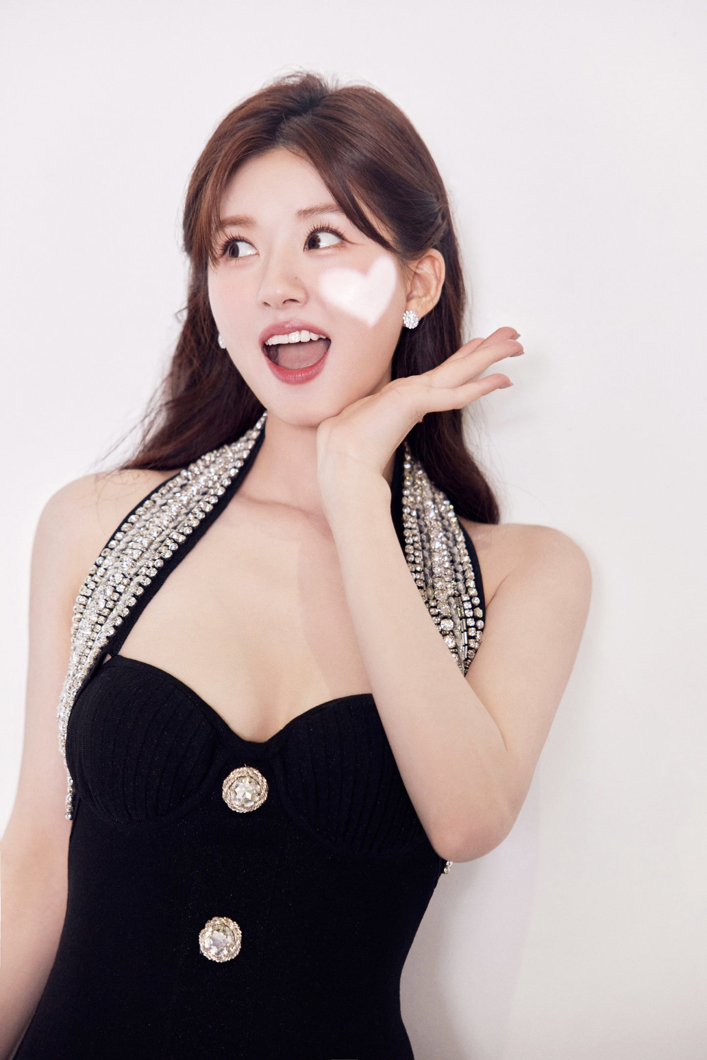 Halter Crystal Bustier A Line Dress Black HV1180