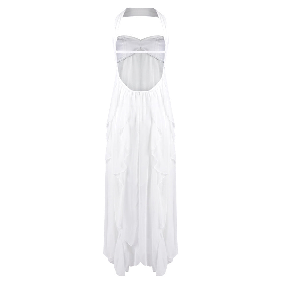 Strapless Ruffle Maxi Dress White HV2633
