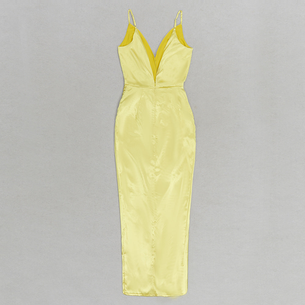 Draped Maxi Dress Yellow HV9628