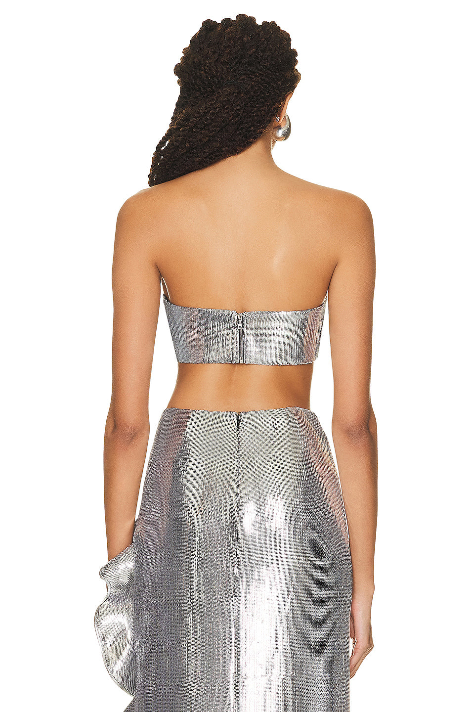 Sequin Draped Two Piece Maxi Dress Silver HV9476
