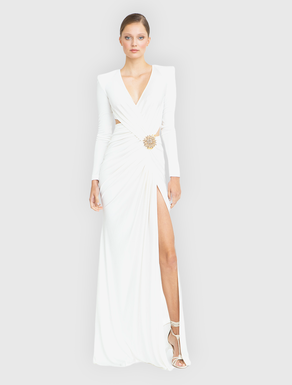 Long Sleeve Draped Maxi Dress HV9538