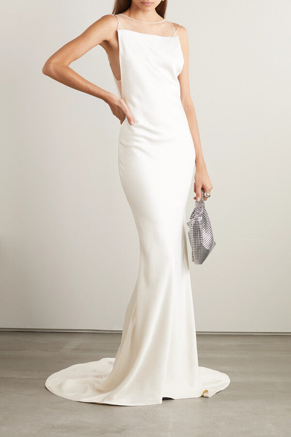 Mesh Insert Maxi Dress White HV1919