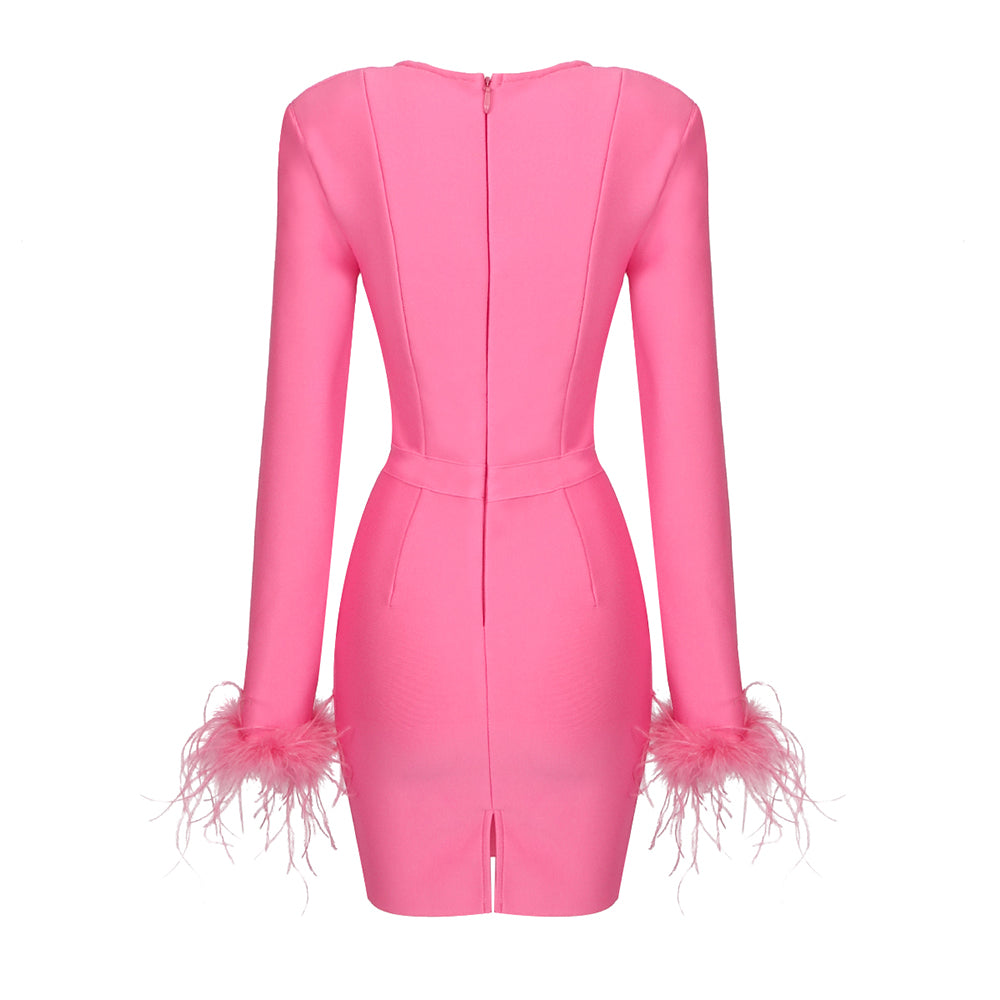 Feather Long Sleeve Bustier Dress HV9157