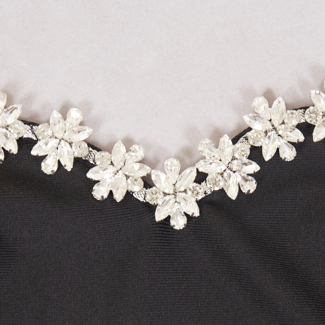 Strapless Crystal Floral Dress White HV3311