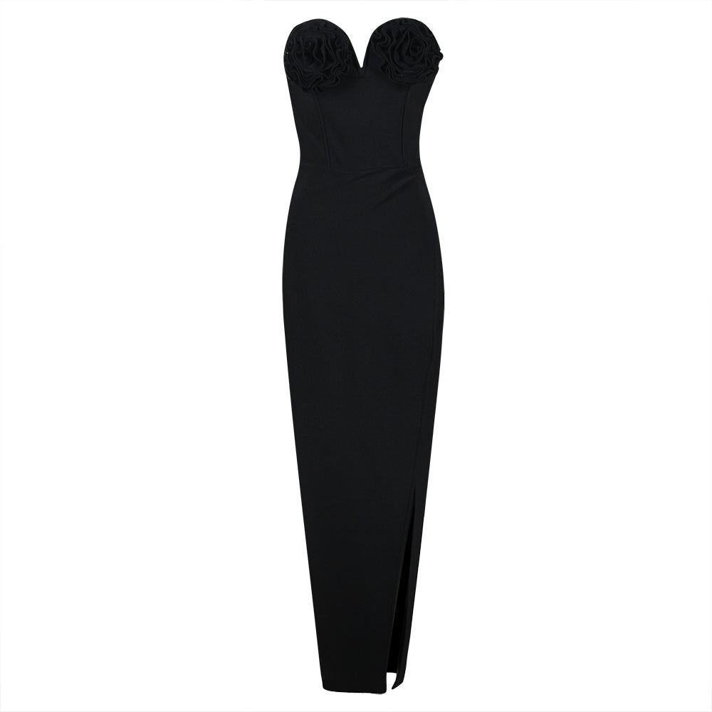 Strapless Rose Bustier Maxi Dress HV9592