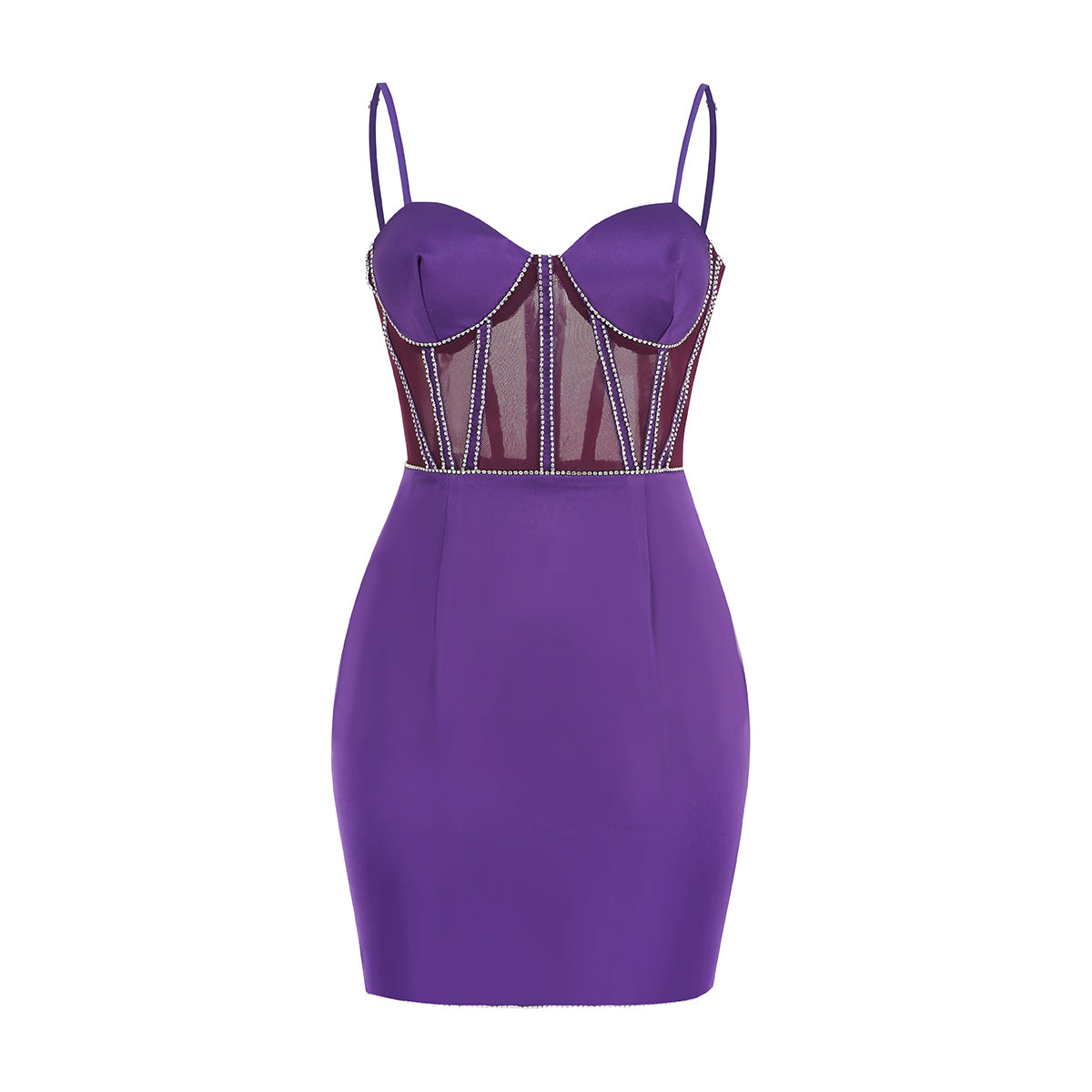 Halter Corset Silk Dress Purple HV9305