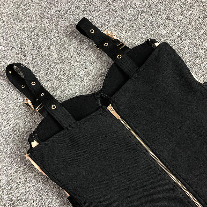 Bustier Buckle Detail Dress Black HV1662