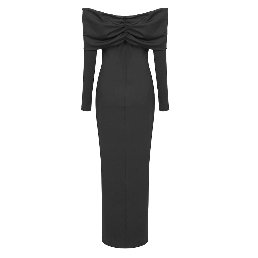 Long Sleeve Off The Shoulder Maxi Dress HV1060