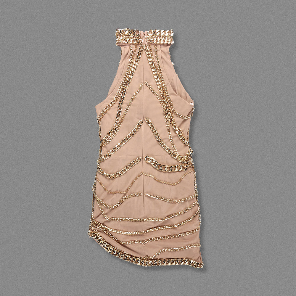 Halter Chain Detail Dress Nude HV1970