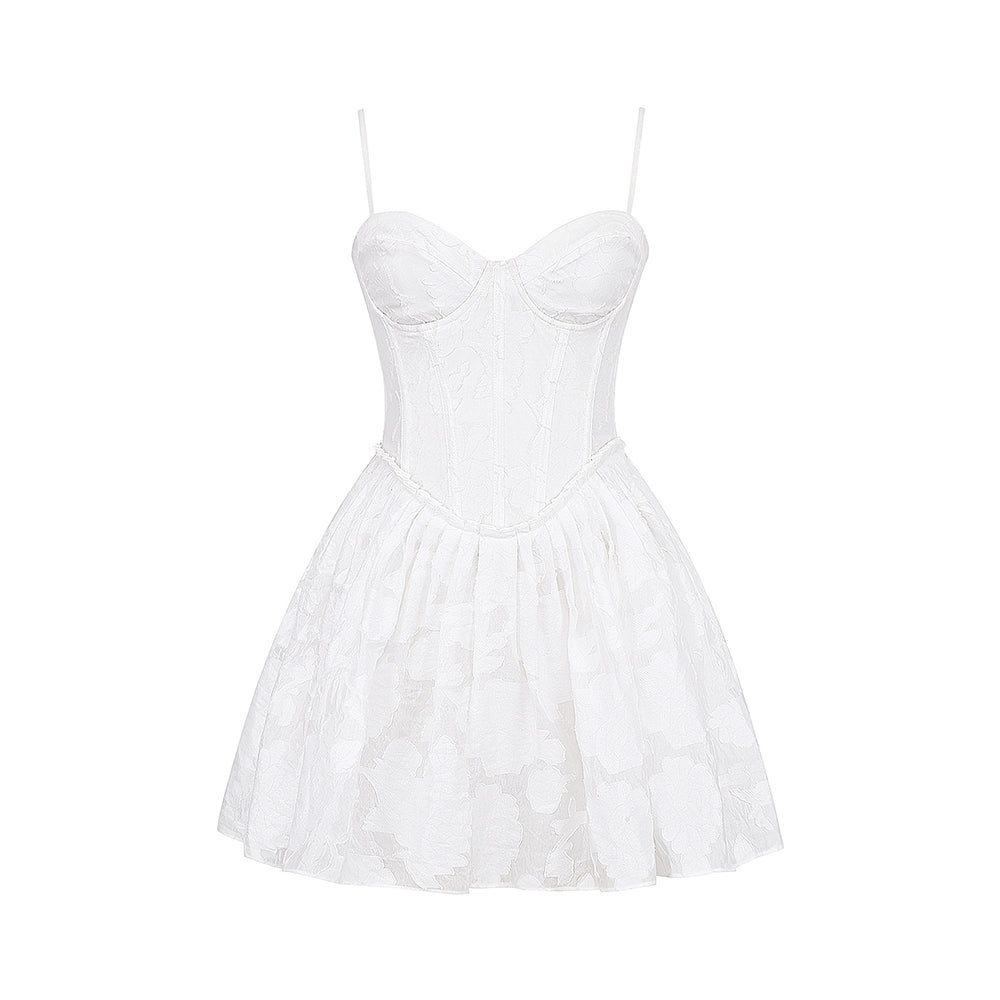 Floral Corset A Line Dress White HV1650