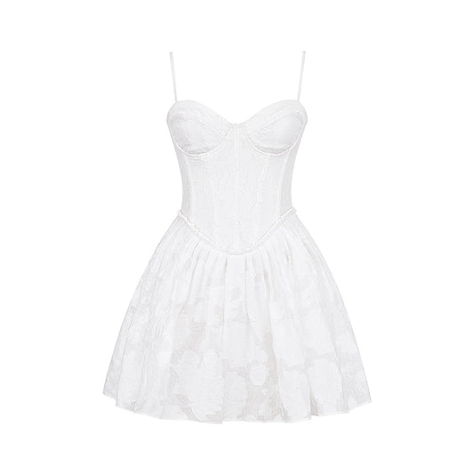 Floral Corset A Line Dress White HV1650