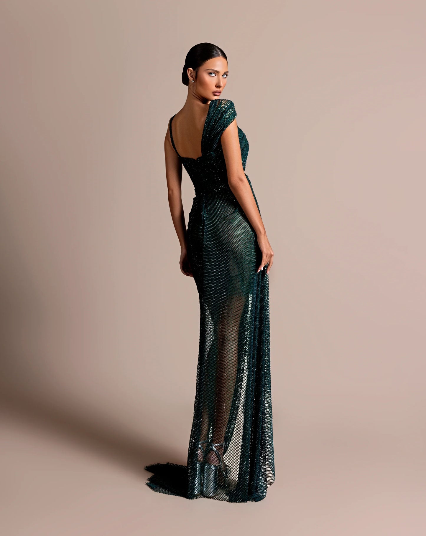 Sparkly Draped Maxi Dress Green HV2150