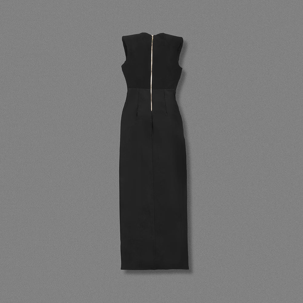 Button Detail Maxi Dress Black HV2128