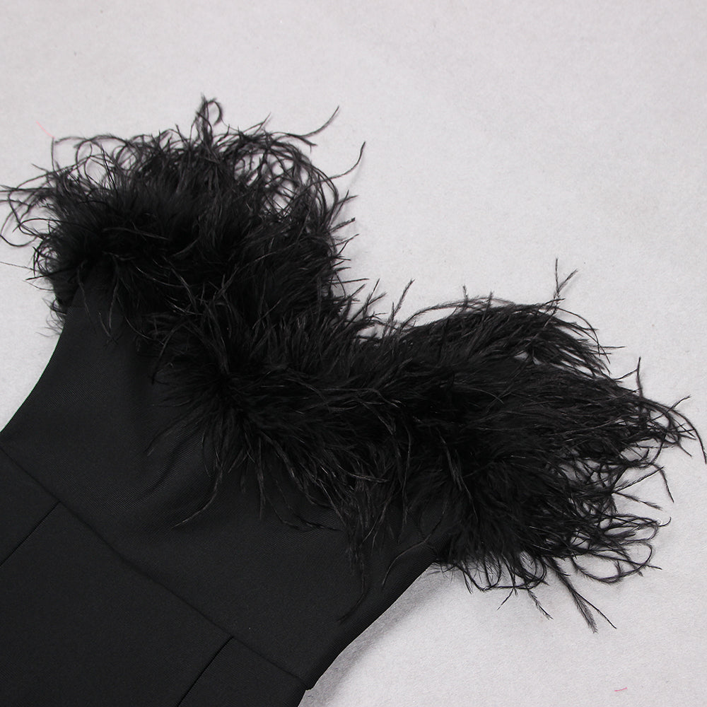 Feather Detail Strapless Maxi Dress HV8791