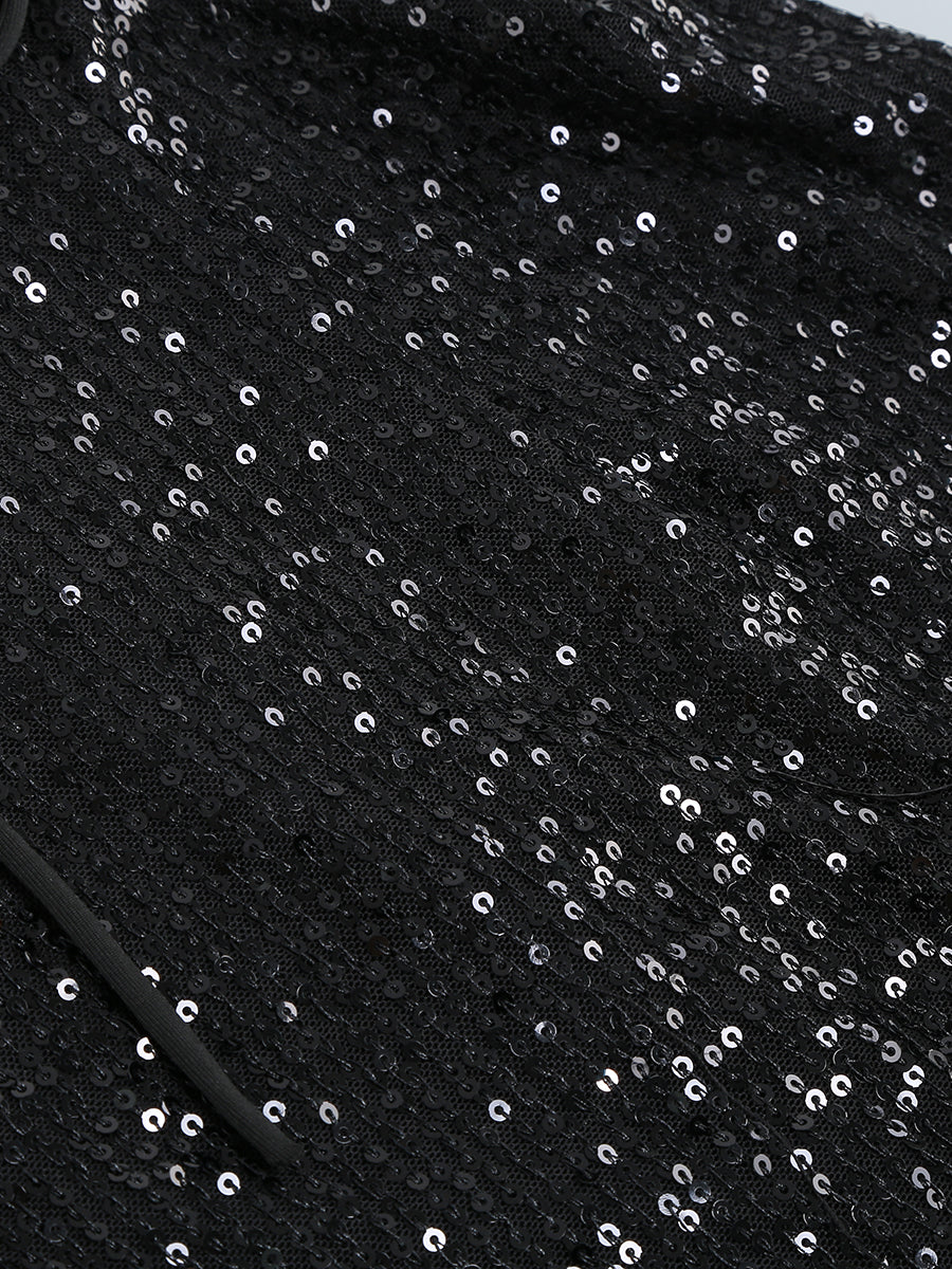 Feather Detail Sequin Dress Pink