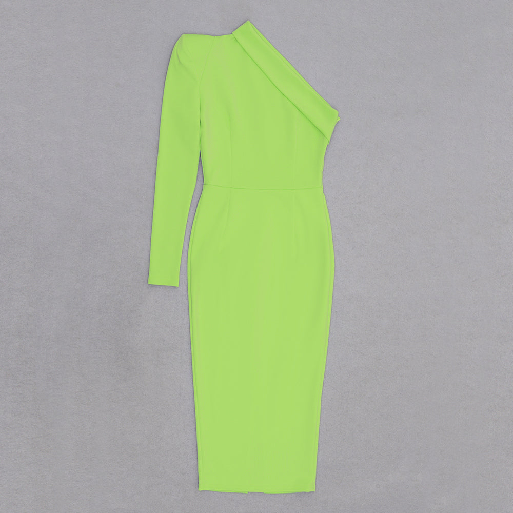 One Sleeve Belt Detail Midi Dress HV9113