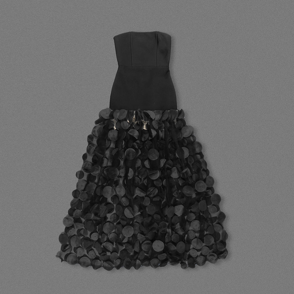 Strapless A Line Maxi Dress Black