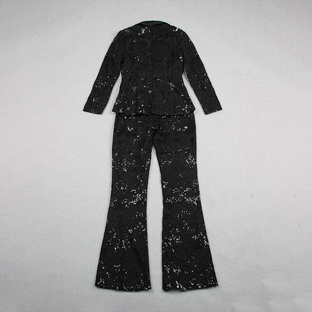 Long Sleeve Sequin Lace Suit HV9305