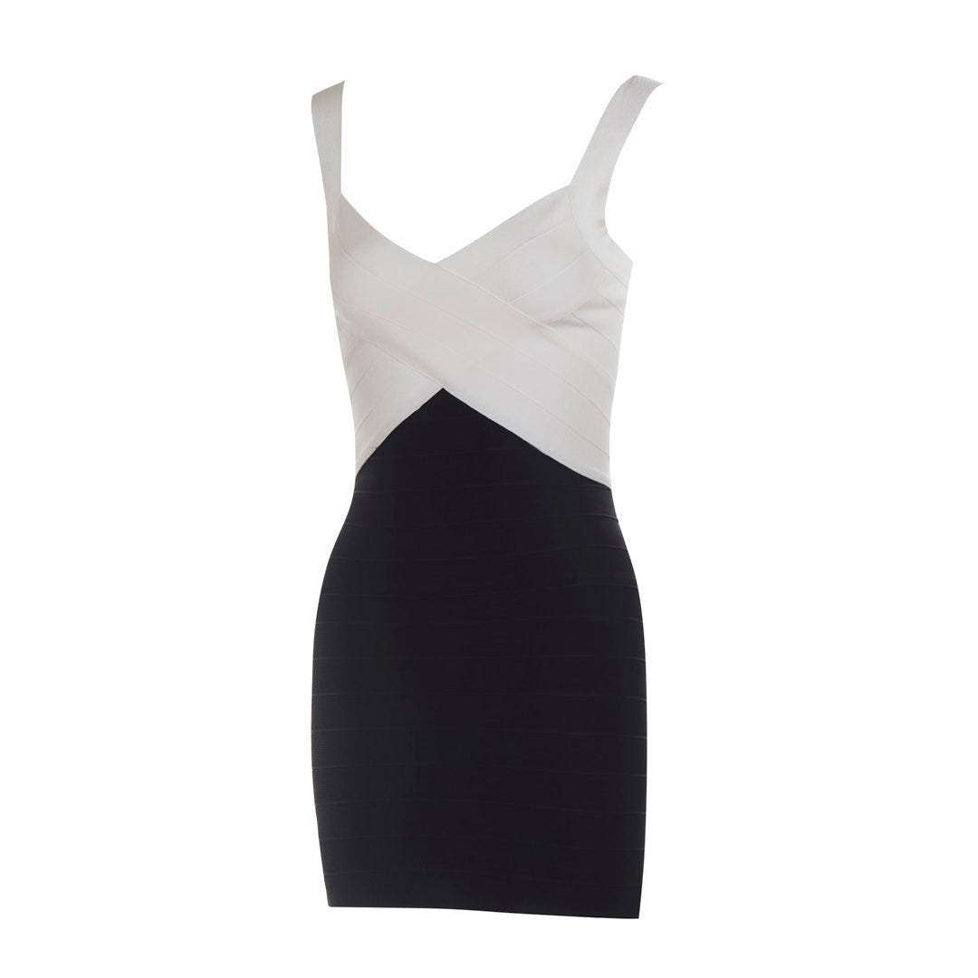 Color Block Dress Black White