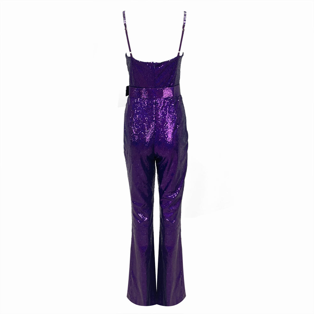Bustier Sequin Jumpsuit Purple HV9977