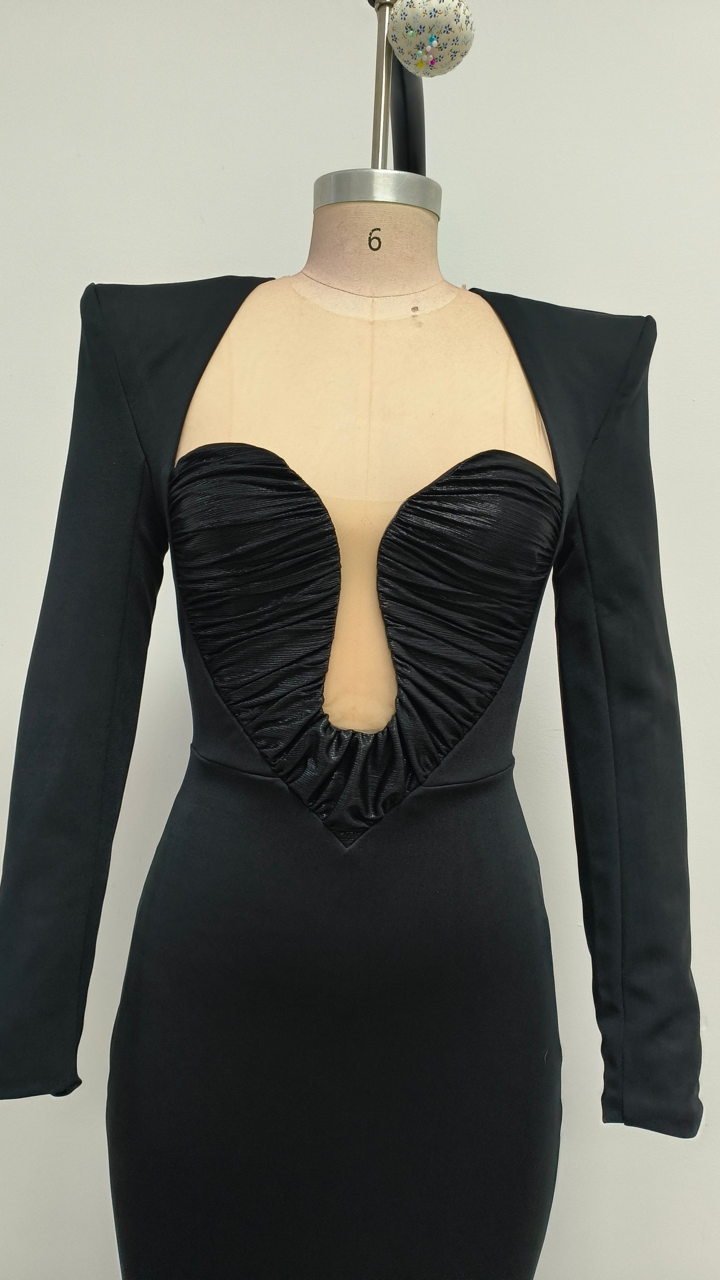 Long Sleeve Draped Bustier Maxi Dress HV1991