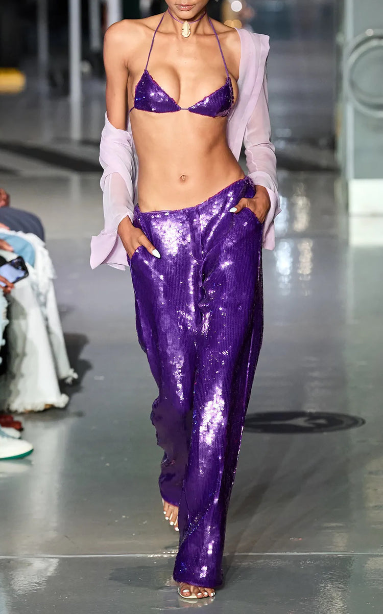 Strapless Feather Two Piece Jumpsuit Orange Purple HV9937