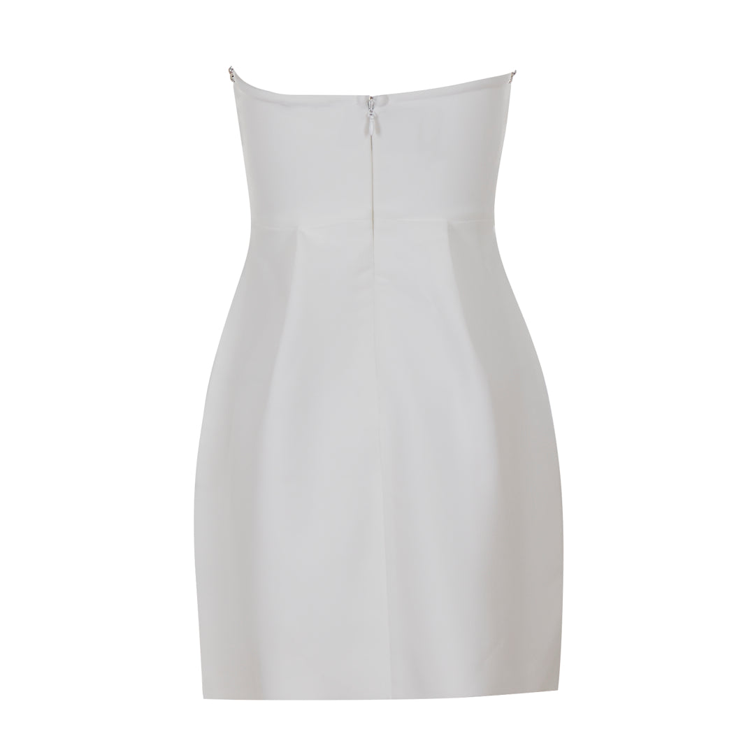 Strapless Crystal Floral Dress White HV3311