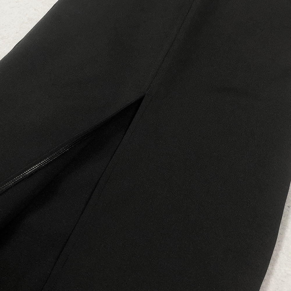 Long Sleeve Pearl Necklace Maxi Dress Black HV1700