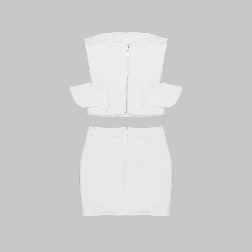 Strapless Corset Lace Up Peplum Dress HV9593