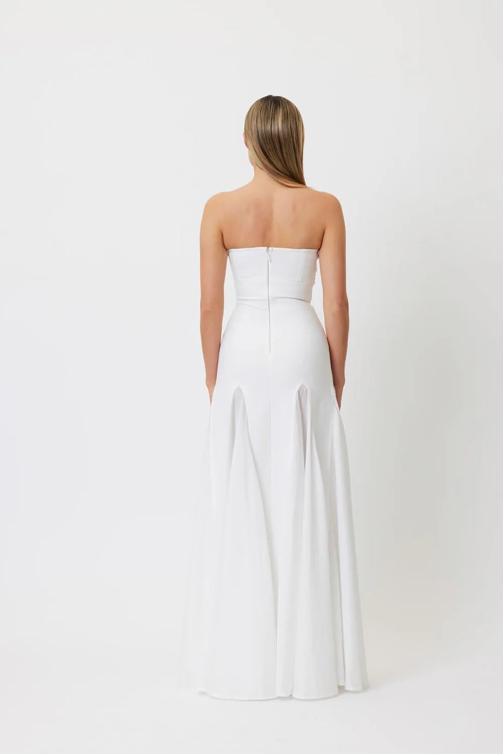 Strapless Mesh Insert A Line Maxi Dress HV1962