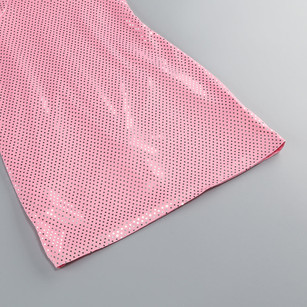 Silver Polka Dot Bustier Dress Pink HV1747