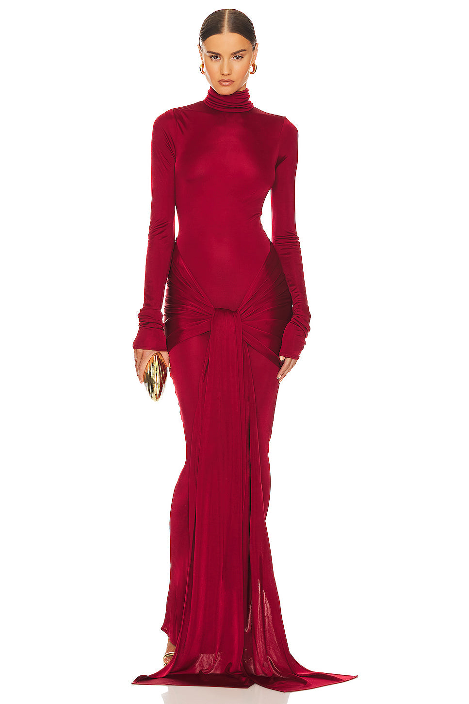Long Sleeve Ruched Detail Maxi Dress