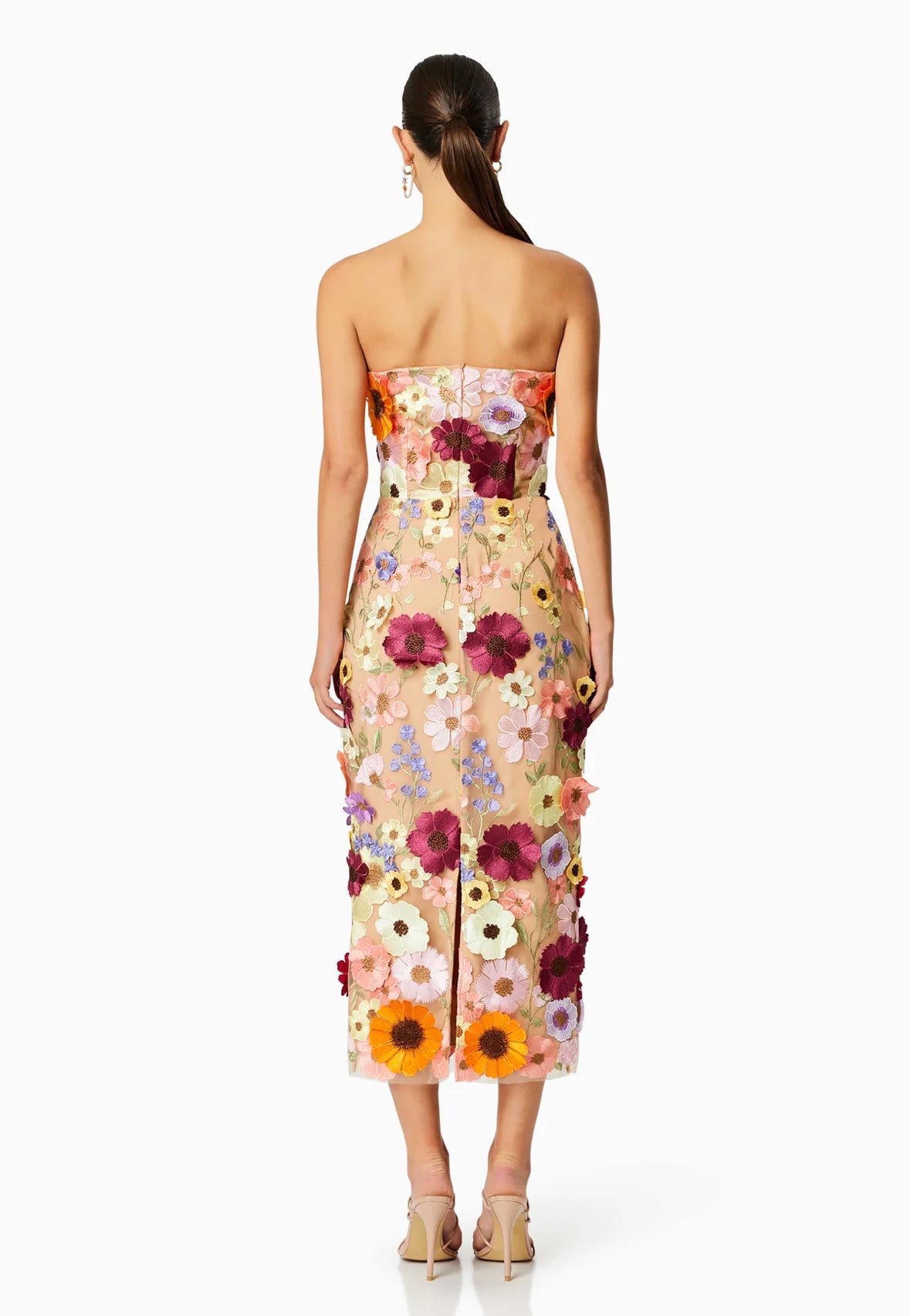 Strapless Floral Midi Dress HV1280