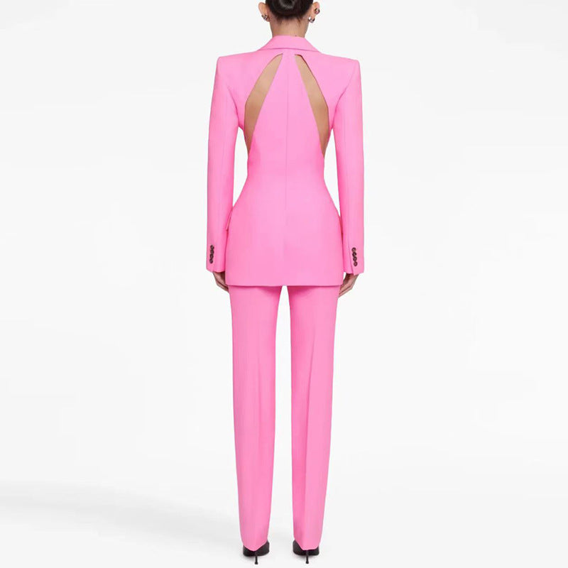 Long Sleeve Mesh Insert Suit Pink HV1485