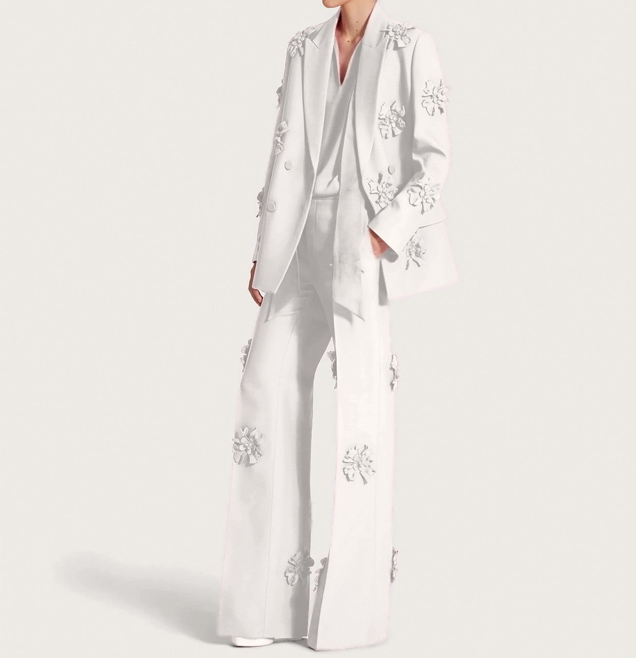 Long Sleeve Floral Detail Suit