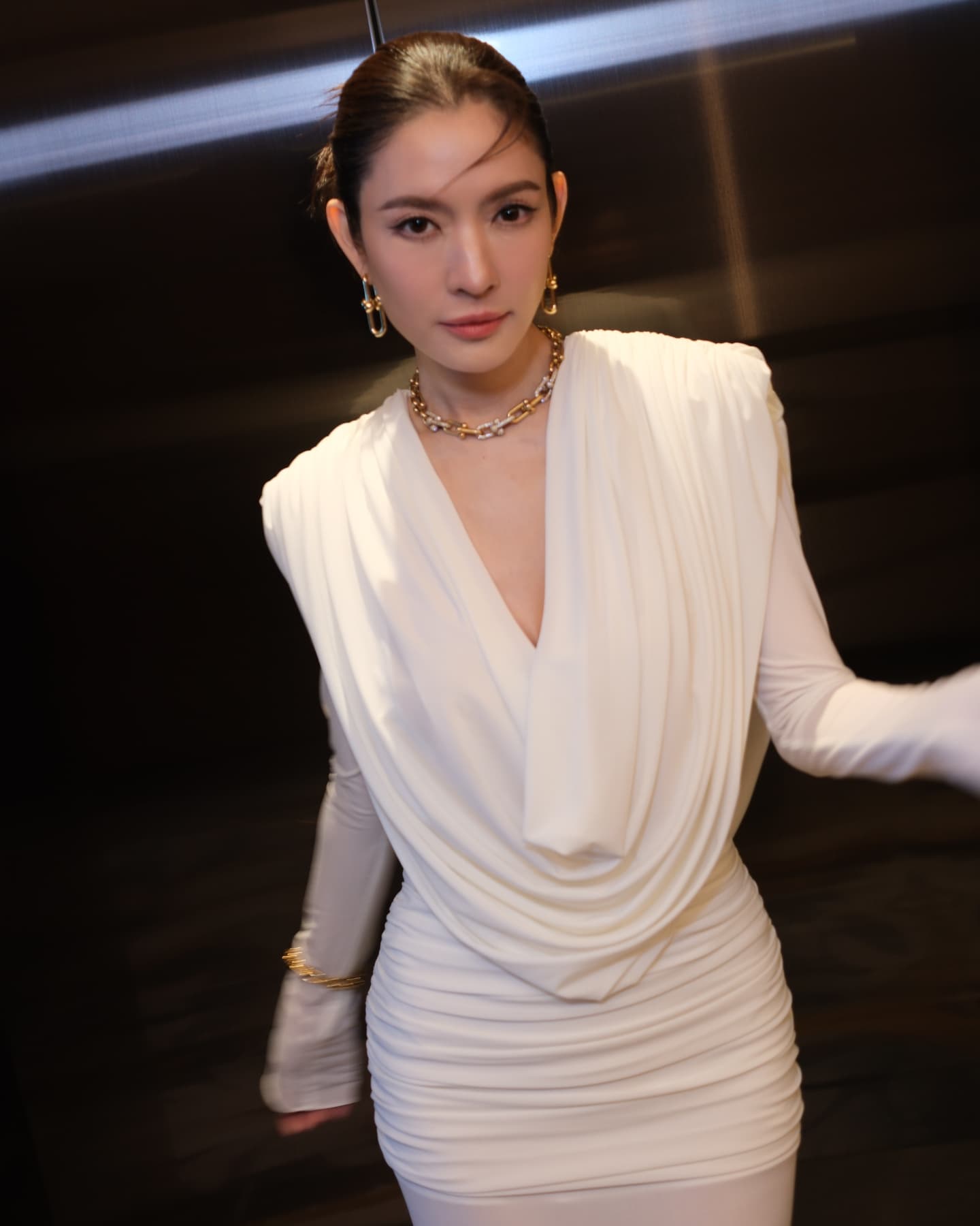 Long Sleeve Draped Backless Maxi Dress HV2076