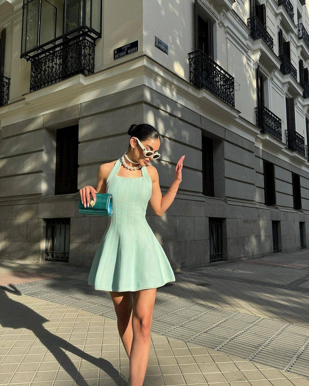 Halter A Line Dress Turquoise