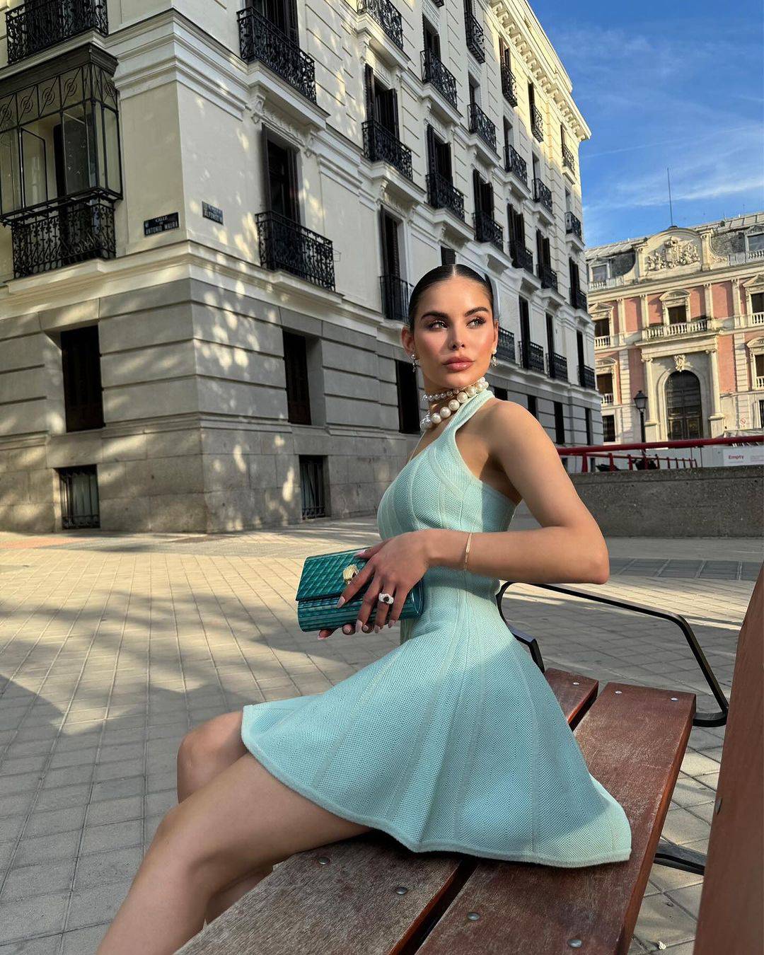 Halter A Line Dress Turquoise