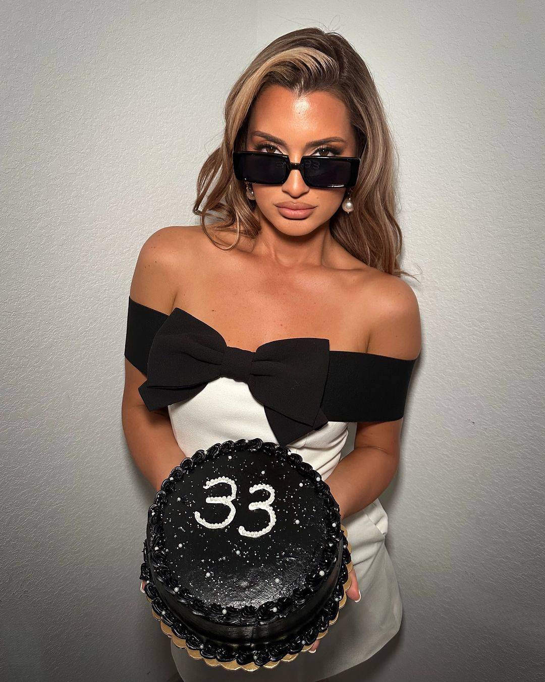 Strapless Bow Detail Dress Black White HV9537