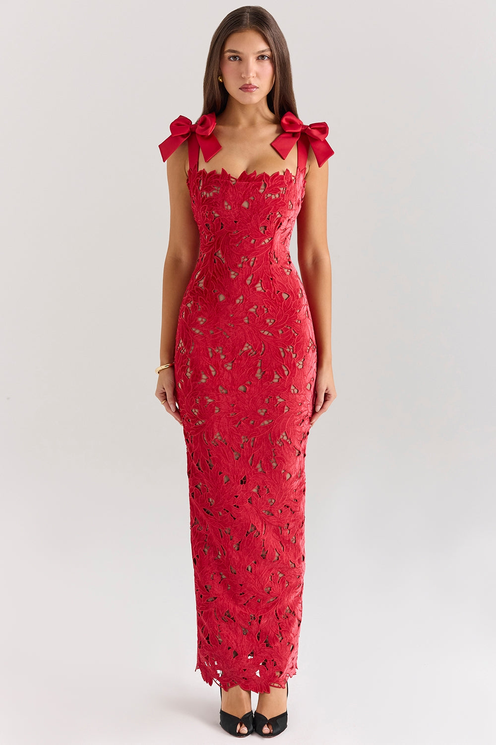 Crochet Maxi Dress Red