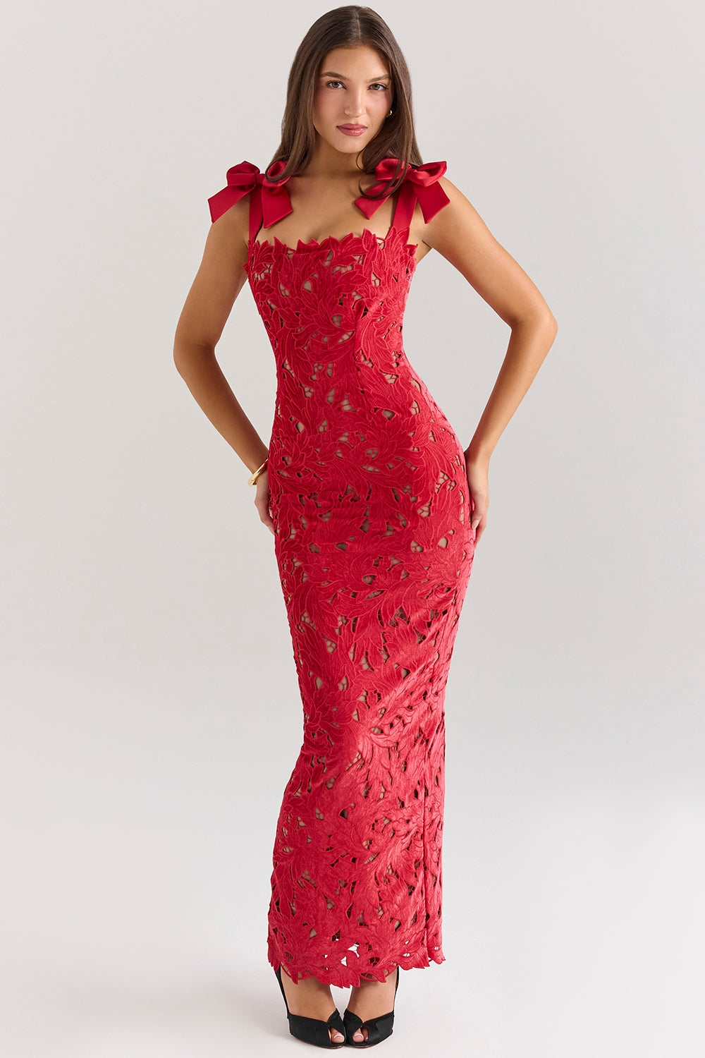 Crochet Maxi Dress Red