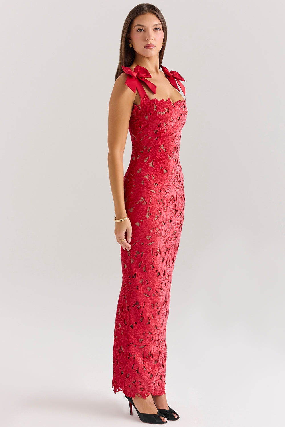 Crochet Maxi Dress Red