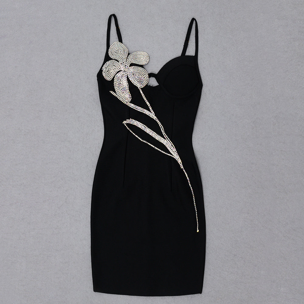 Rhinestone Flower Dress HV8533