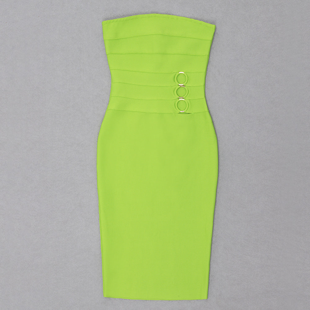 Strapless Cut Out Detail Dress Green HV8603