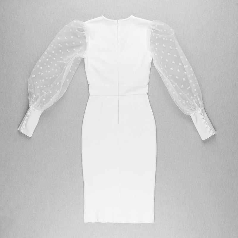 Puff Long Sleeve Midi Dress V8445