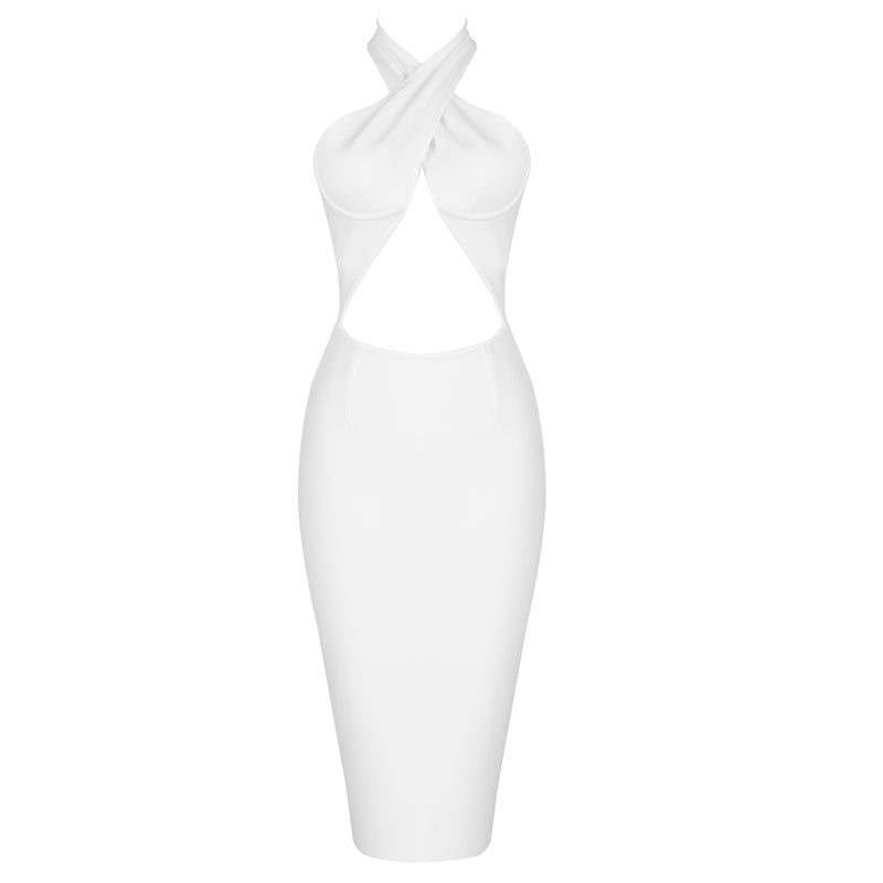 Halter Bustier Cross Over Dress HV7299