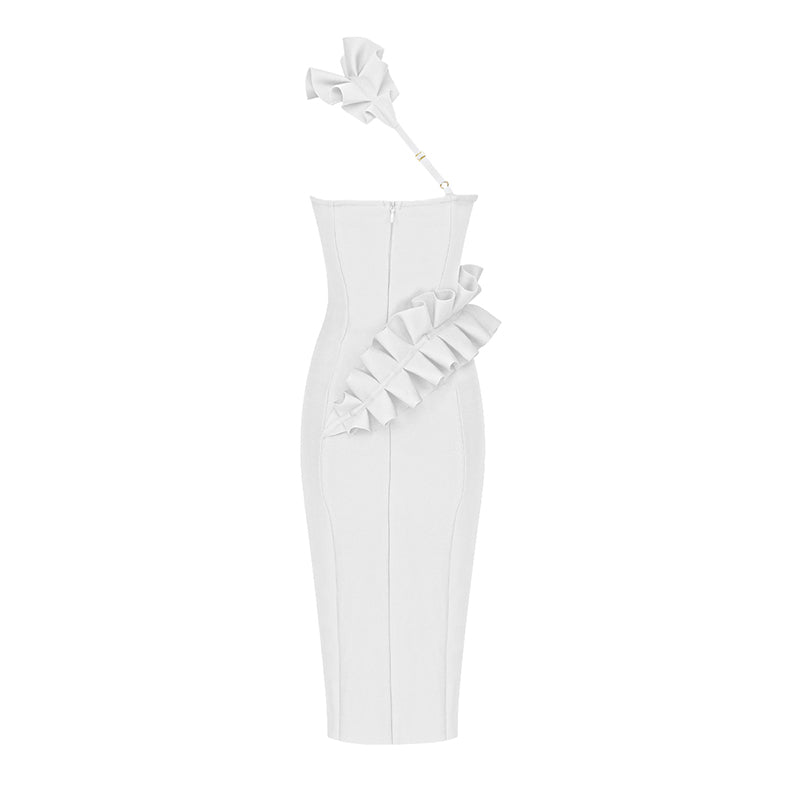 Ruffle One Shoulder Midi Dress  HV7842